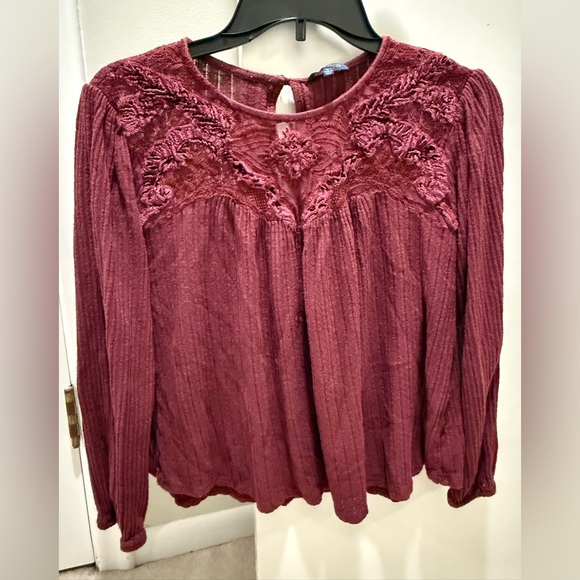 Lucky Brand Tops - Lucky Brand Burgundy Lace Women's Blouse